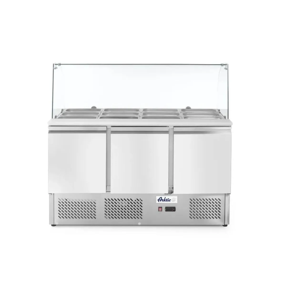 Hot Hendi Arktic Saladette met 3 deuren en glazen vitrine 380L
