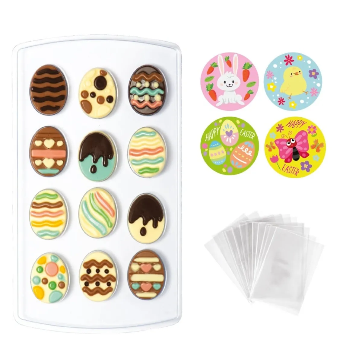 Outlet Decora Bonbonvorm Ei (15x) 15x26,8cm incl. Zak en Stickers**