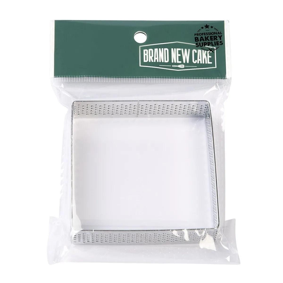 Hot BrandNewCake Taartring RVS Vierkant Geperforeerd 8x2cm**
