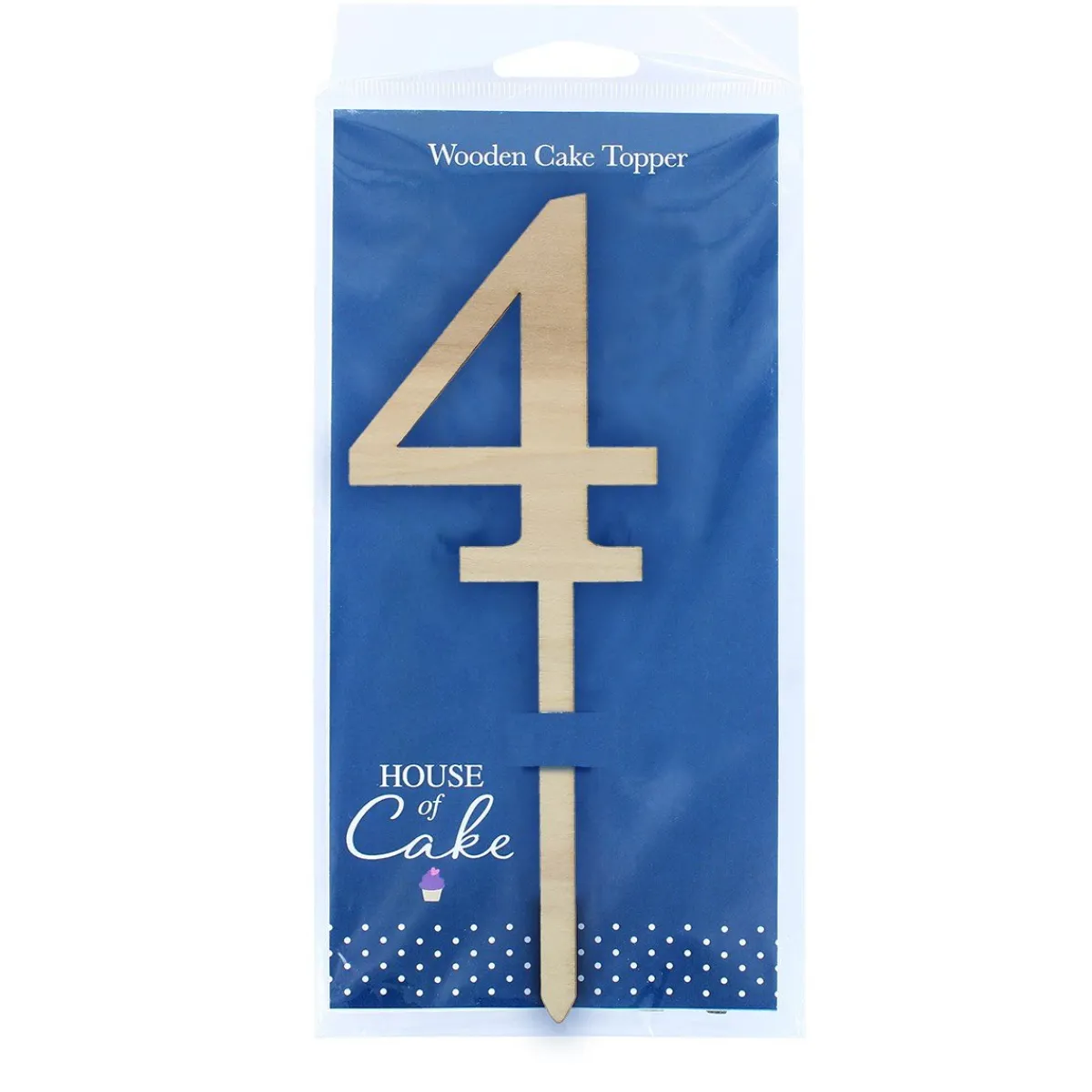 Clearance Culpitt Taarttopper Cijfer 4 Hout 63x183mm**