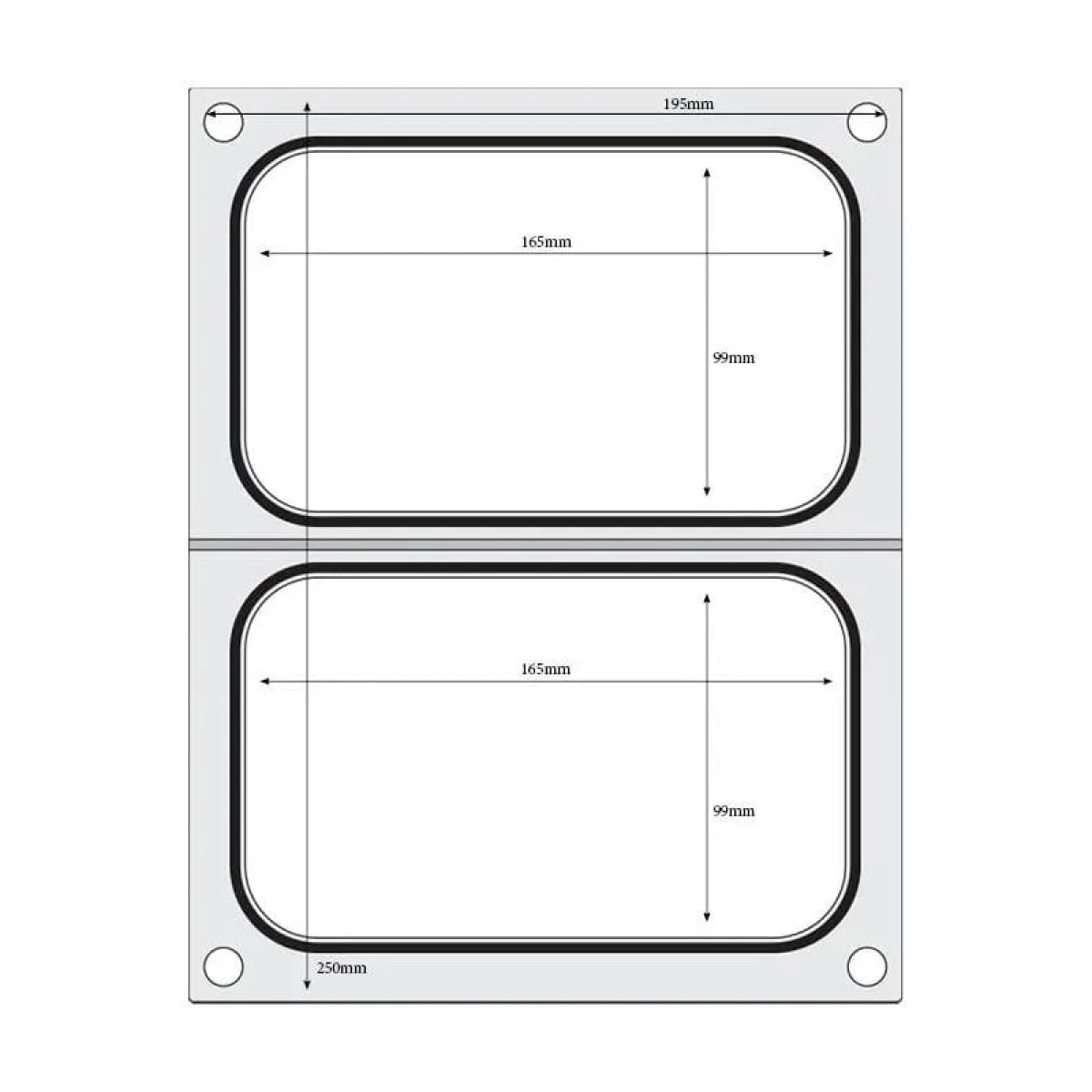 Clearance Hendi Traysealer matrix 2x container 178x113 mm
