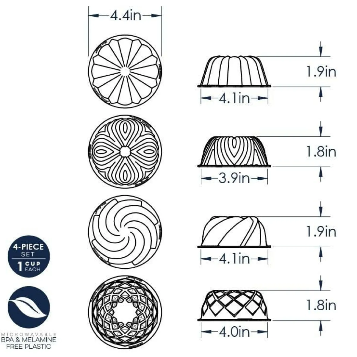 Discount Nordic Ware Kunststof Mini Bundt Set/2