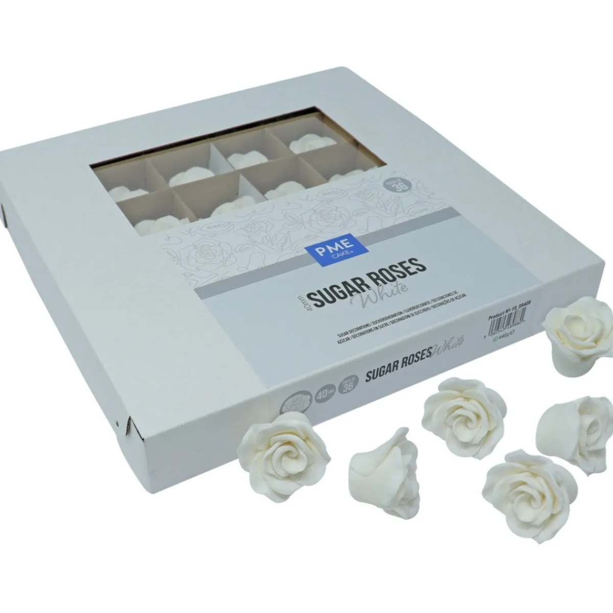 Outlet PME Suiker Rozen Wit Ø4cm 36st