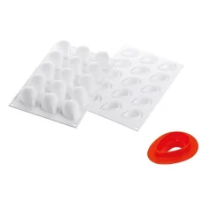 New Silikomart Siliconen Bakvorm Aardbei (15x) 4,8cm +cutter