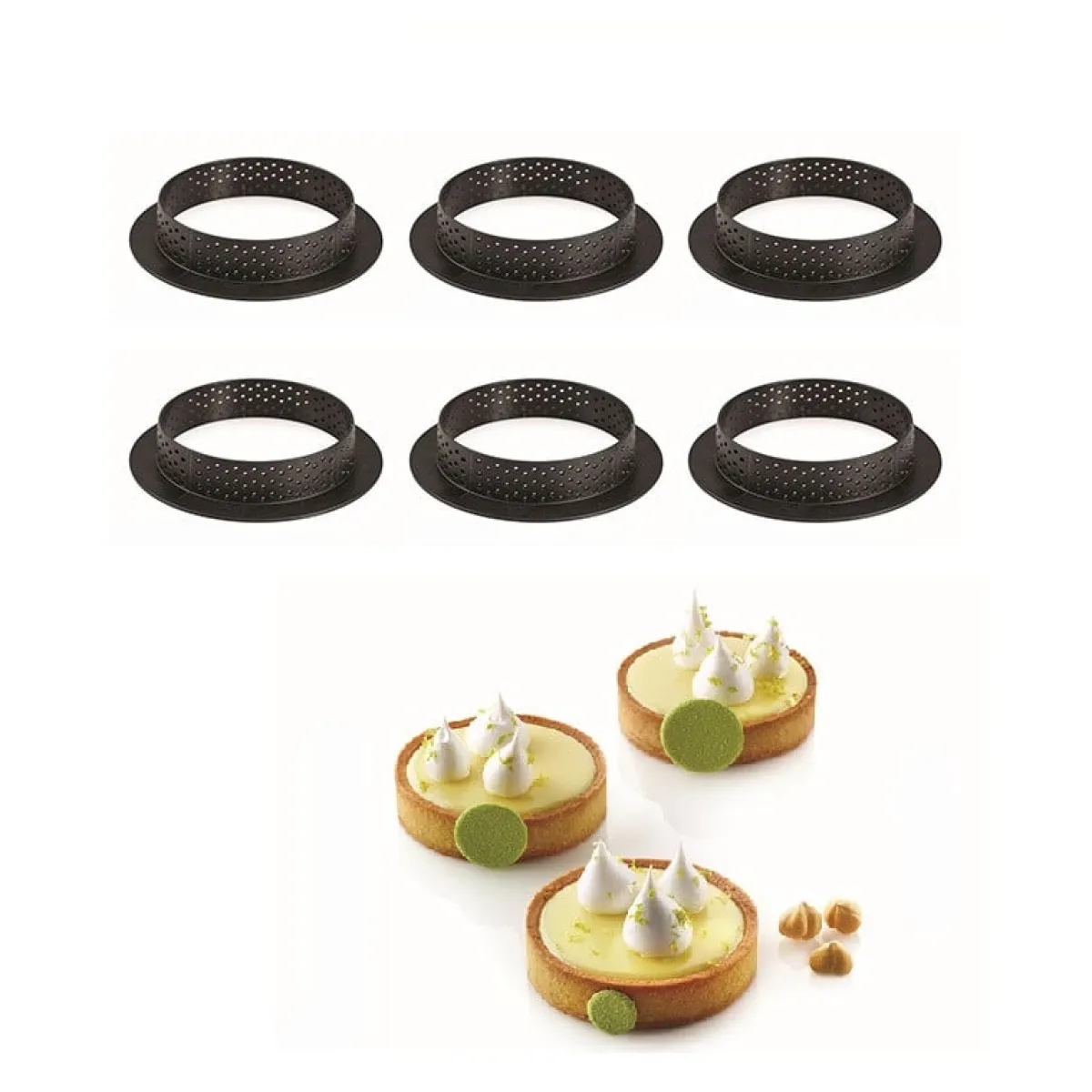 Best Silikomart Taartring Exoglass Geperforeerd Ø8x2cm set/6