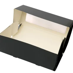 Sale BrandNewCake Taartdoos Slof met venster 25x10x9cm. Zwart 50st