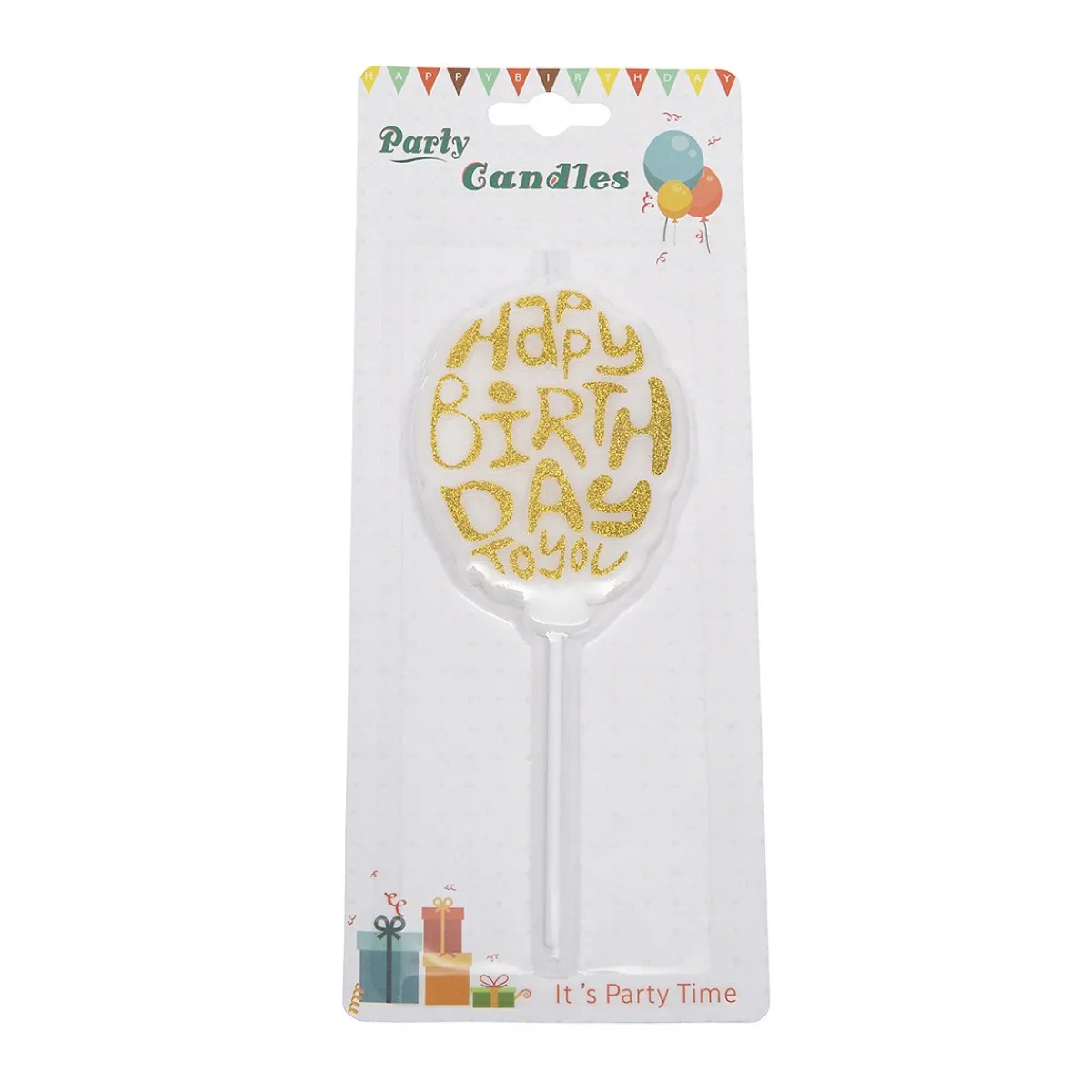 Sale Overig Taartkaarsje Happy Birthday Goud Glitter**