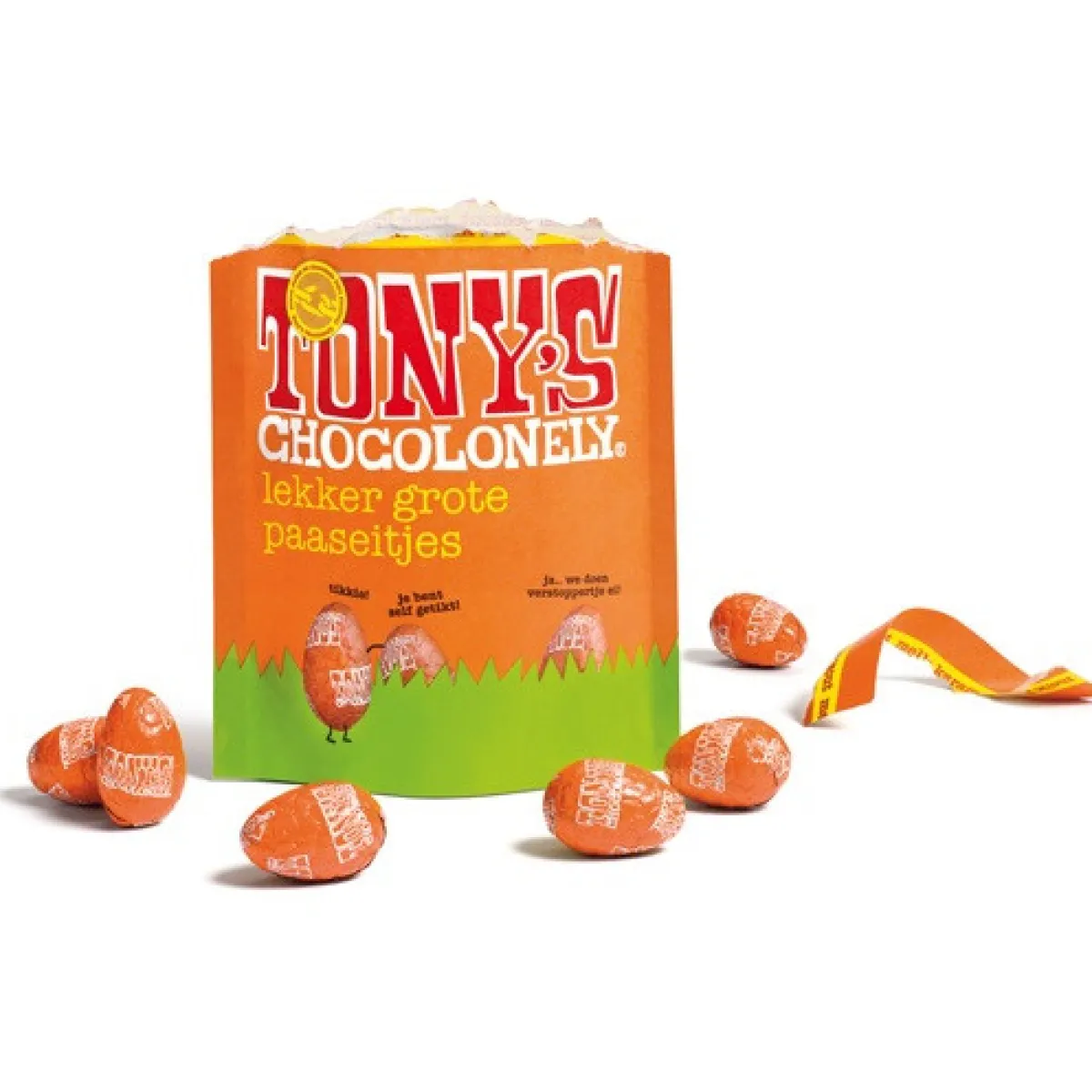 Clearance Overig Tony's Chocolonely Paaseitjes Melk Caramel Zeezout 178g